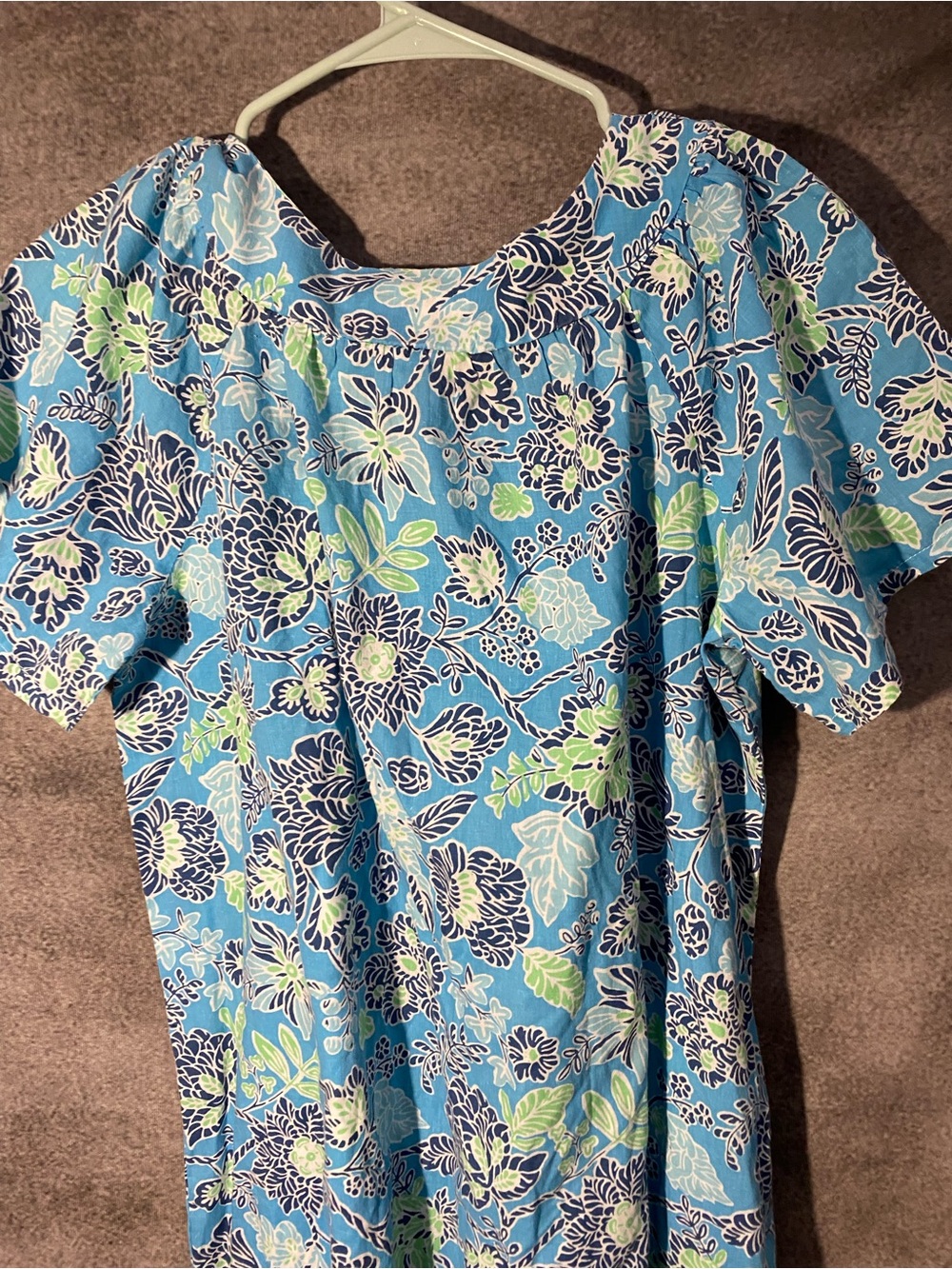 Anthony Richards Vintage Floral Muumuu Dress Blue Green Pocket Medium
